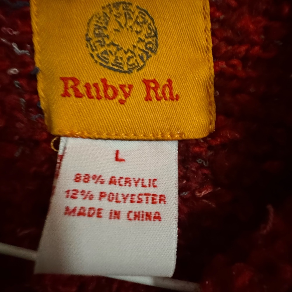 Ruby Rd. Vibrant Red Knit Cardigan - Picture 2 of 4
